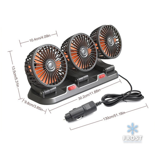 FROST Ventilador de coche 360 3 cabezales USB 12V 24V